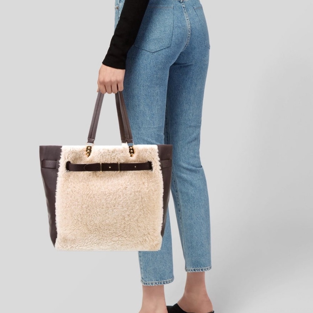 Christian Louboutin Brown and Cream Shearling Shoulder Bag - Picture 6 of 15
